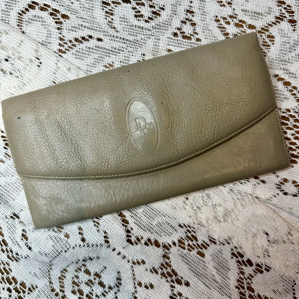Dior Vintage Beige Leather Wallet
